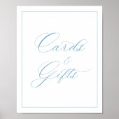薄エレガントい青のカードとギフト ポスター (正面)