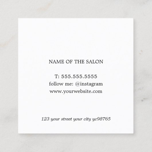 薄エレガントい黄色の黒いはっきりした髪 スクエア名刺 (裏面)