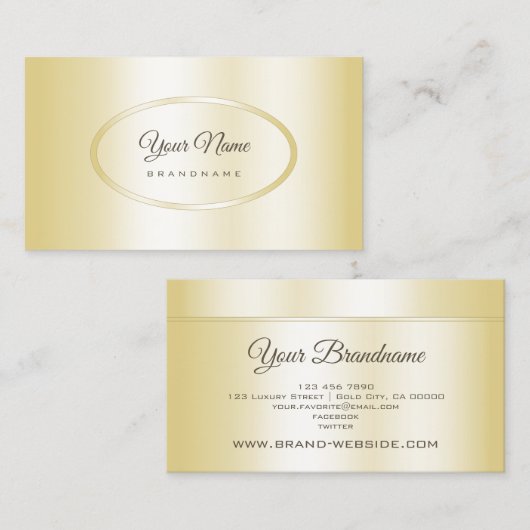 薄エレガントい黄金とかわいらし楕円形 名刺 (正面/裏面)