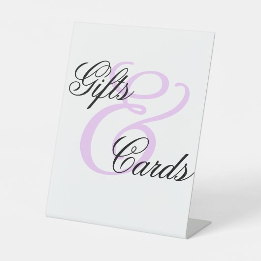 薄エレガントミニマル紫のカードとギフト 台座サイン (正面)