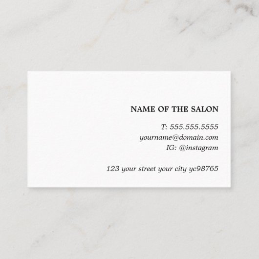 薄エレガント灰色の茶はっきりした毛サロン 名刺 (裏面)