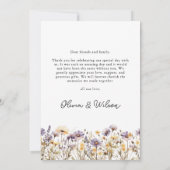 薄エレガント紫フローラ写真結婚の サンキューカード (裏面)