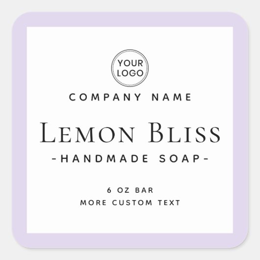 薄エレガント紫縁ど四角の製品ラベル スクエアシール (正面)