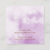 薄エレガント紫色の水色イヤリングカード スクエア名刺 (裏面)