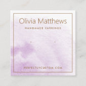 薄エレガント紫色の水色イヤリングカード スクエア名刺 (正面)