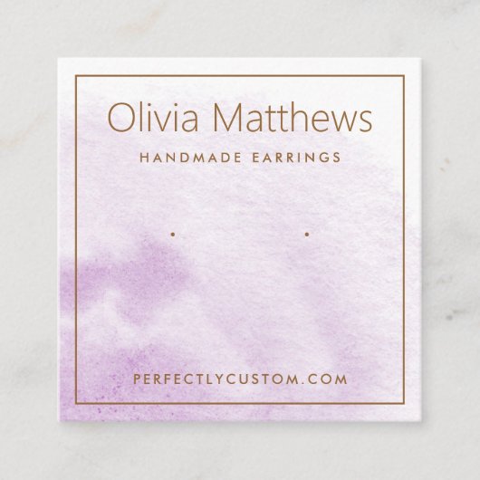 薄エレガント紫色の水色イヤリングカード スクエア名刺 (正面)
