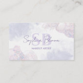 薄エレガント紫色の液体水カラーインク 予約カード (裏面)