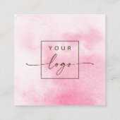 薄エレガント色ピンクの水の色のロカスタムゴ スクエア名刺 (裏面)