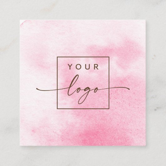 薄エレガント色ピンクの水の色のロカスタムゴ スクエア名刺 (裏面)