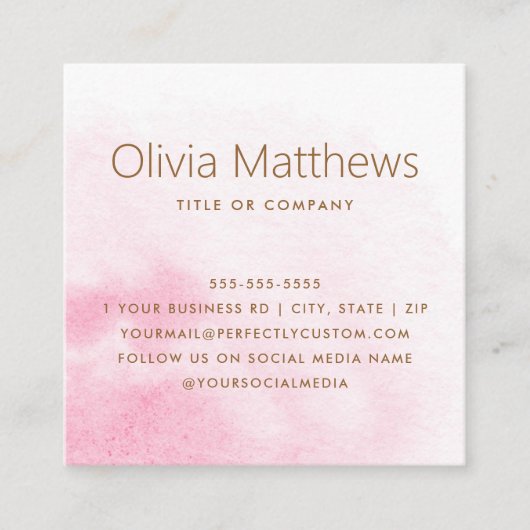 薄エレガント色ピンクの水の色のロカスタムゴ スクエア名刺 (正面)