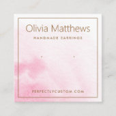 薄エレガント色ピンク水色イヤーカード スクエア名刺 (正面)