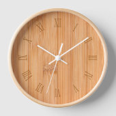薄カッコいいエレガント茶の竹のローマ数字 壁時計 (正面)