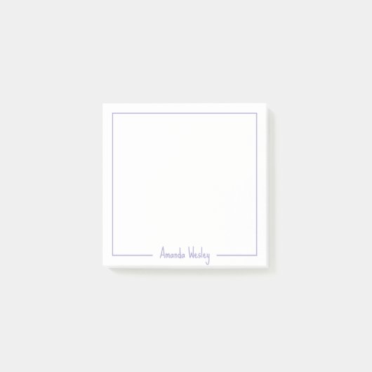 薄ガーリー紫モノグラムフルネーム ポストイット (正面)