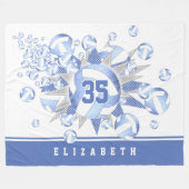 薄ガーリー色の白いバレーボール フリースブランケット (正面(横))