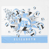 薄ガーリー色の黒いバレーボール フリースブランケット (正面(横))