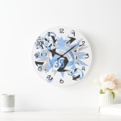 薄ガーリー色の黒いバレーボール ラージ壁時計 (ホーム)