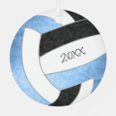 薄ガーリー青色の黒のキープサギフトバレーボール メタルオーナメント (裏面)