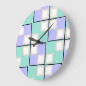 薄クール紫色の正方形 ラージ壁時計 (傾斜)
