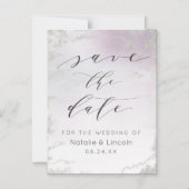 薄グラデーション紫シルバーウェディング日付を保存 マグネット招待状 (正面)