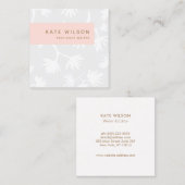 薄スタイリッシュ灰色の手描き花柄 スクエア名刺 (正面/裏面)