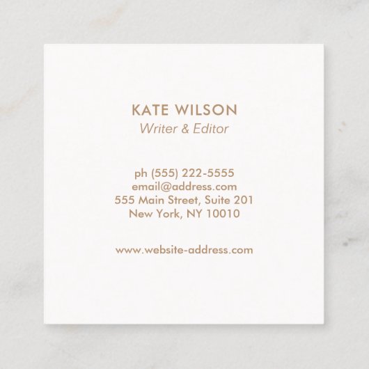 薄スタイリッシュ灰色の手描き花柄 スクエア名刺 (裏面)