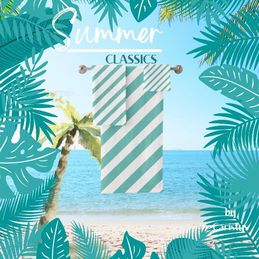 薄ストライプのい青と白 バスタオルセット