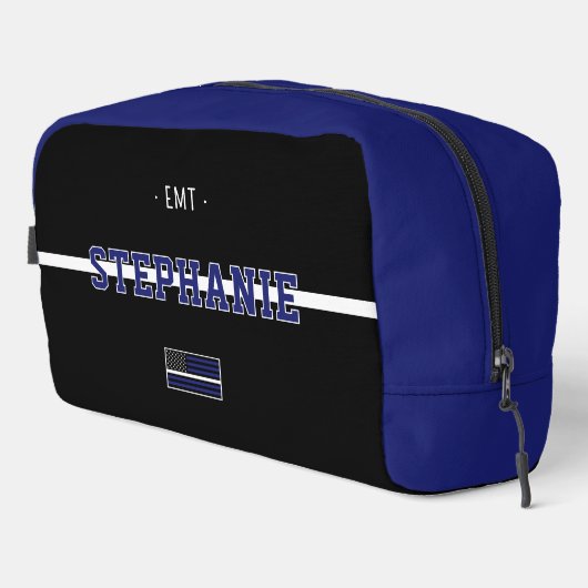 薄パーソナライズされたいホワイトラインUSA国旗EMS EMT ドップキット (右コーナー)