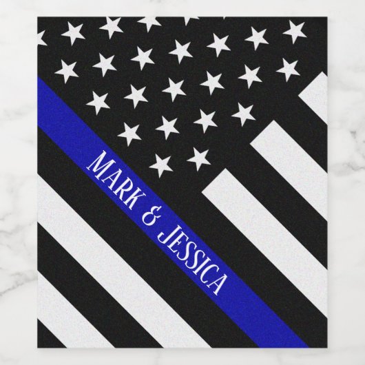 薄パーソナライズされたい青い線お祝い ワインラベル (シングルラベル)