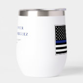 薄パーソナライズされたい青い線の警察官旗 (左面)