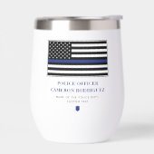 薄パーソナライズされたい青い線の警察官旗 (左面)