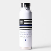 薄パーソナライズされたい青い線の警察官旗 ウォーターボトル (左面)