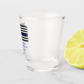 薄パーソナライズされたい青い線の警察官旗 ショットグラス (右)
