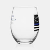 薄パーソナライズされたい青い線の警察官旗 ステムなしワイングラス (右)