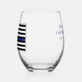 薄パーソナライズされたい青い線の警察官旗 ステムなしワイングラス (左)