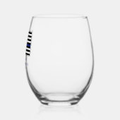 薄パーソナライズされたい青い線の警察官旗 ステムなしワイングラス (左)