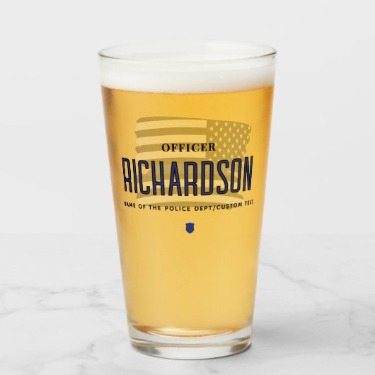 薄パーソナライズされたい青い線の警察官旗 タンブラーグラス (ドリンク正面)