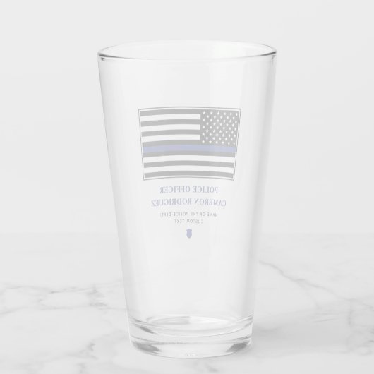 薄パーソナライズされたい青い線の警察官旗 タンブラーグラス (裏面)