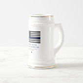 薄パーソナライズされたい青い線の警察官旗 ビールジョッキ (正面右)