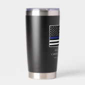 薄パーソナライズされたい青い線の警察官旗 保温保冷タンブラー (正面)