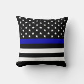 薄パーソナライズされたい青い線アメリカ国旗 クッション (正面)