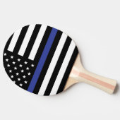 薄パーソナライズされたい青い線アメリカ国旗 卓球ラケット (横)