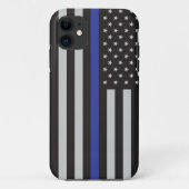 薄パーソナライズされたい青い線アメリカ国旗 Case-Mate iPhoneケース (裏面)