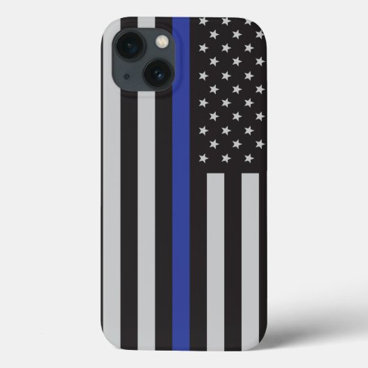 薄パーソナライズされたい青い線アメリカ国旗 Case-Mate iPhoneケース (裏面)