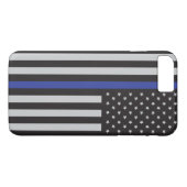 薄パーソナライズされたい青い線アメリカ国旗 Case-Mate iPhoneケース (裏面(横))