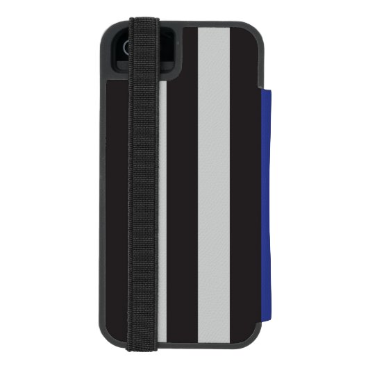 薄パーソナライズされたい青い線アメリカ国旗 INCIPIO iPhoneウォレットケース (フォリオ裏面)