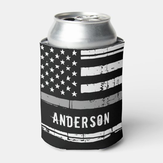 薄パーソナライズされた灰色ライン矯正官 缶クーラー (缶正面)