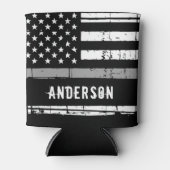 薄パーソナライズされた灰色ライン矯正官 缶クーラー (正面)