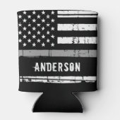 薄パーソナライズされた灰色ライン矯正官 缶クーラー (裏面)