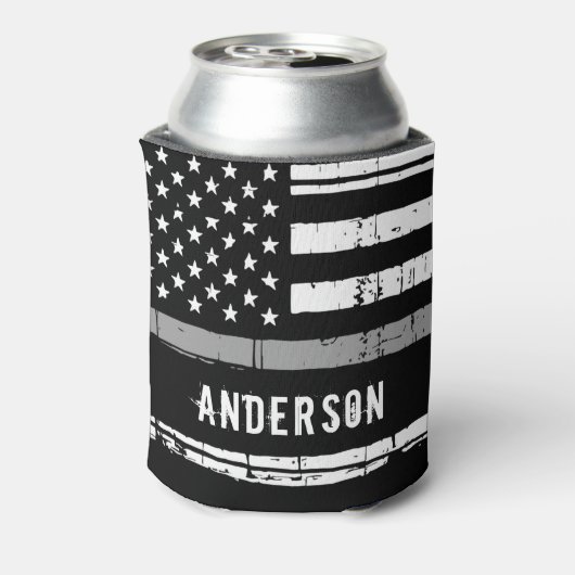 薄パーソナライズされた灰色ライン矯正官 缶クーラー (缶裏面)