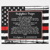 薄パーソナライズされた赤線消防士祈りの言葉 フリースブランケット (正面(横))